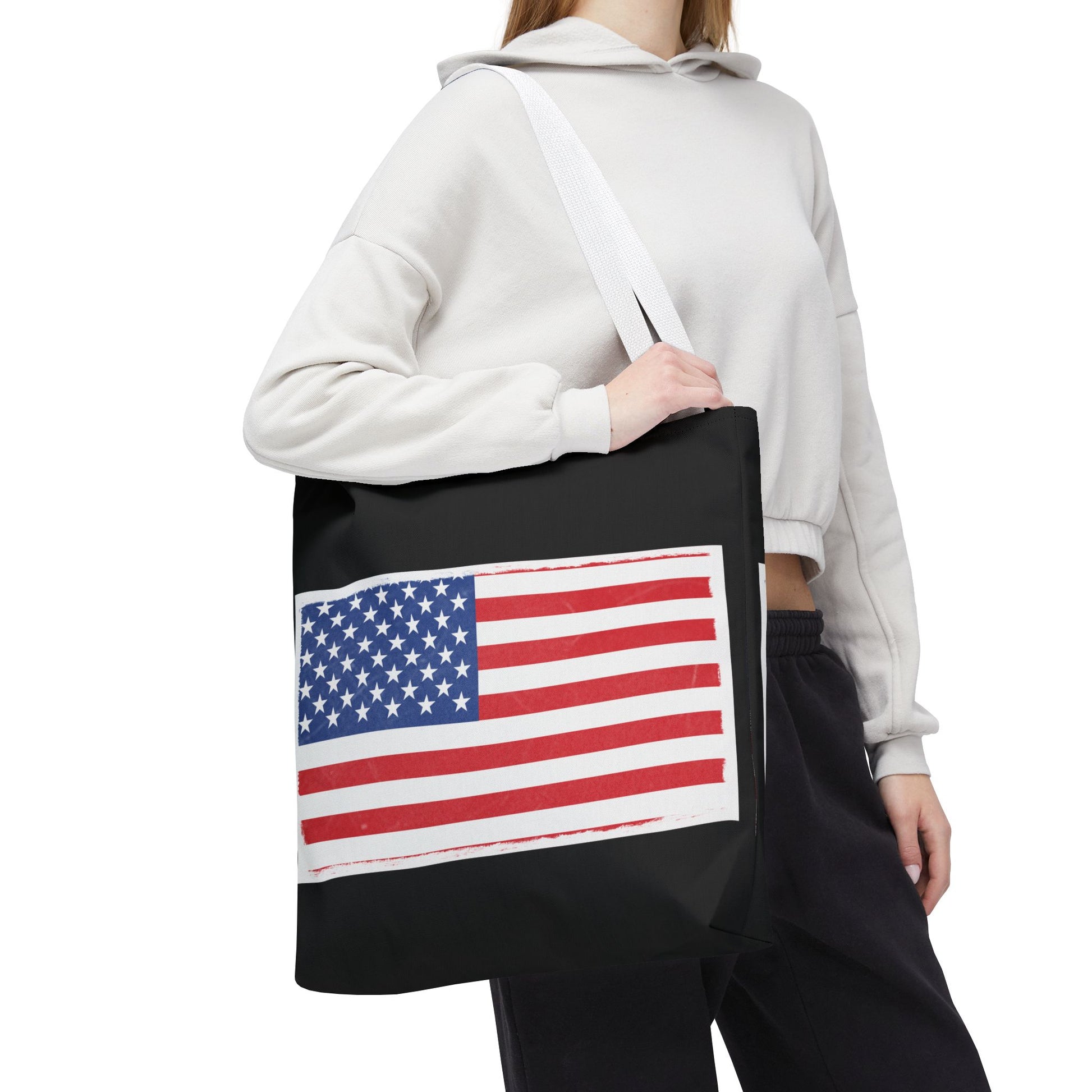Patriotic Tote Bag, American Flag Carryall, Beach Bag, Reusable Shopping Tote, Independence Day Gift - TRV