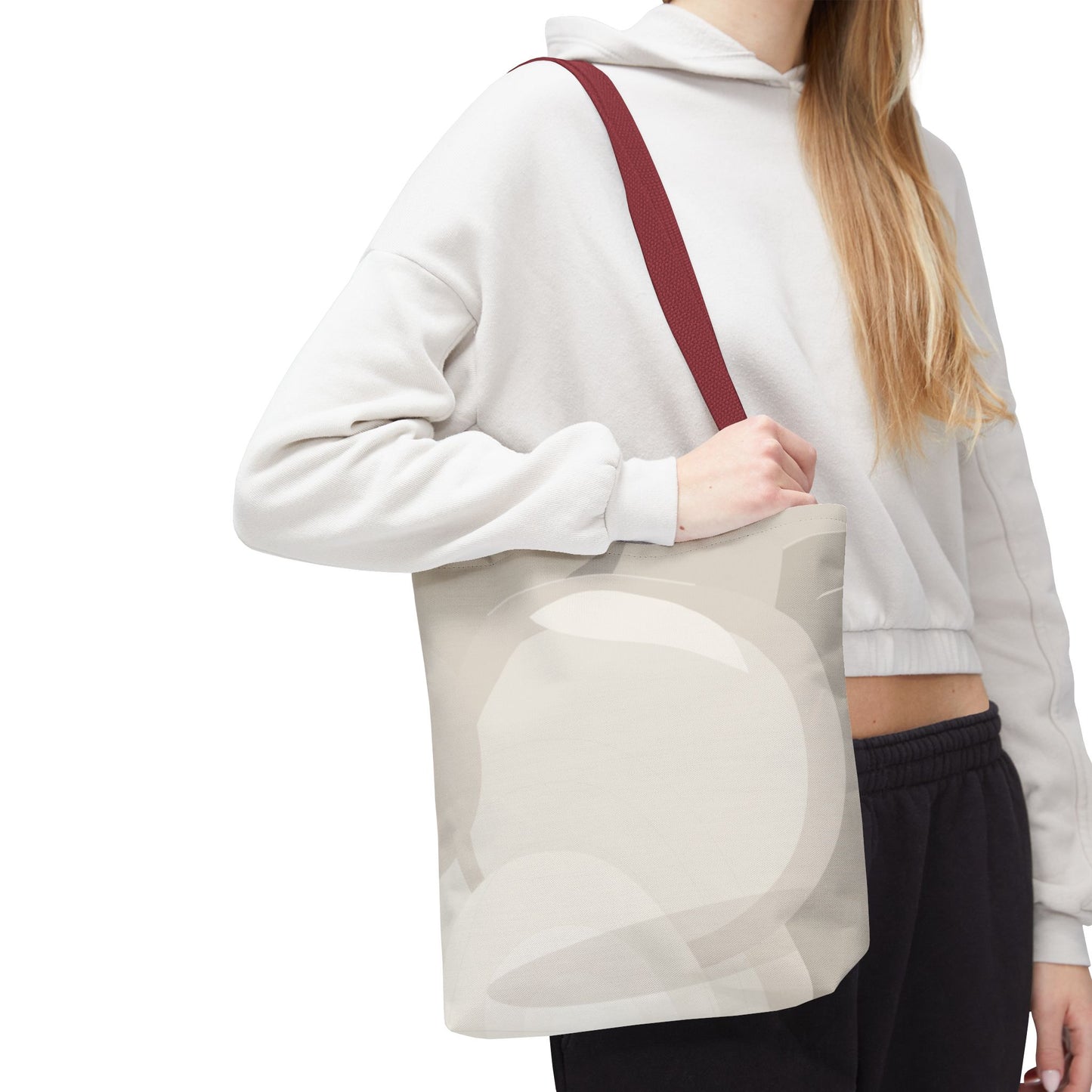 Neutral Abstract Circle Pattern Tote Bag | Minimal Beige AOP Canvas