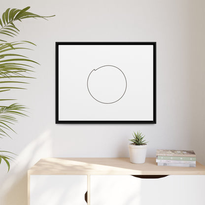 Framed matte canvas wall art featuring a minimal circular line design, by Printify, showcasing modern abstract wall decor.