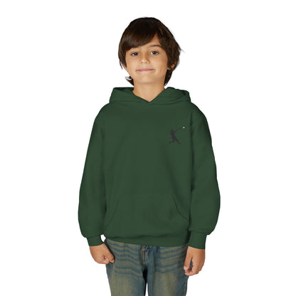 Youth baseball silhouette hoodie for kids, featuring a baseball player design on a comfortable pullover sweatshirt.