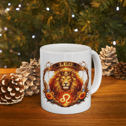 Leo Zodiac Sign Illustration Mug | Ceramic Coffee Cup
