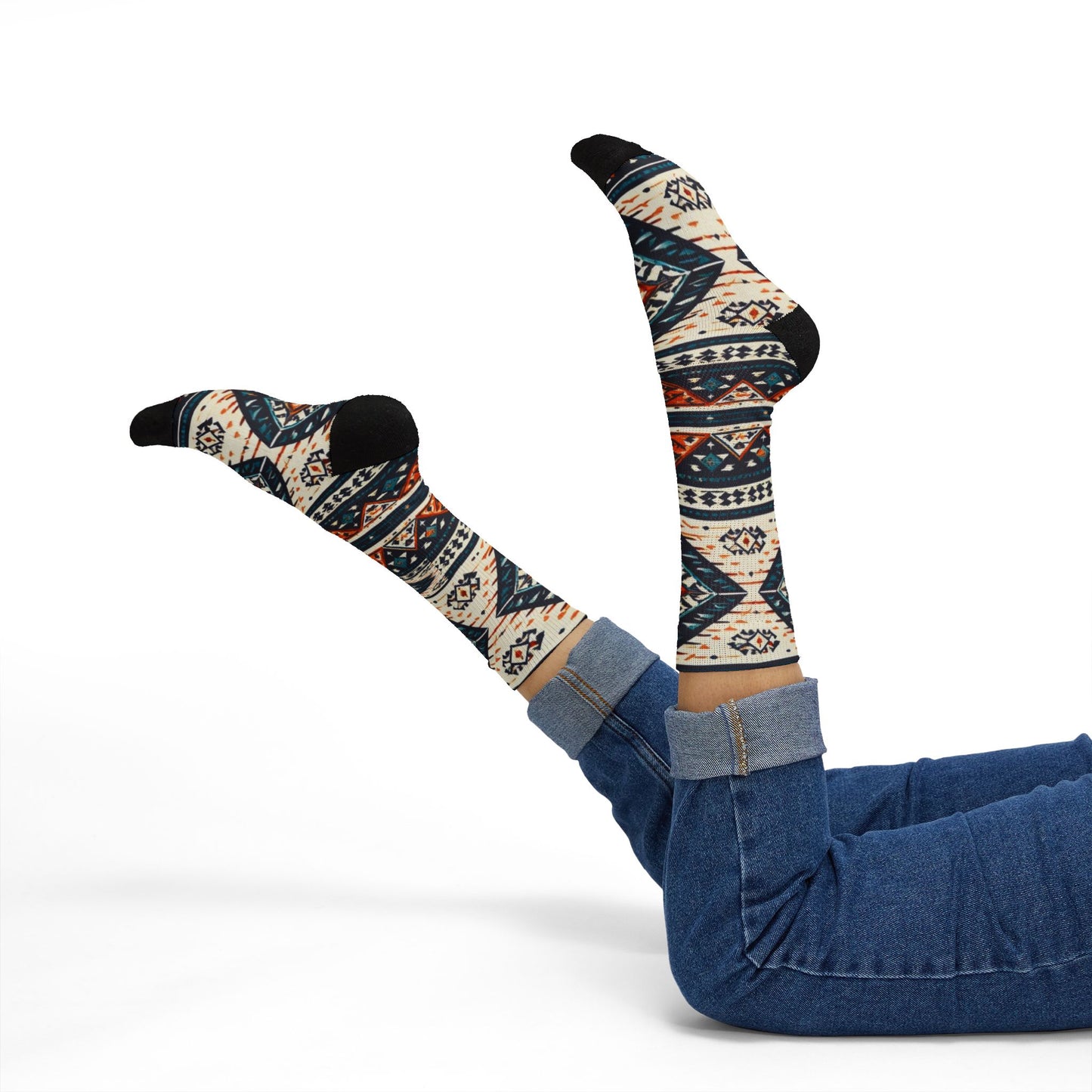 Southwestern Aztec Pattern Socks | Tribal Geometric Sublimation Socks