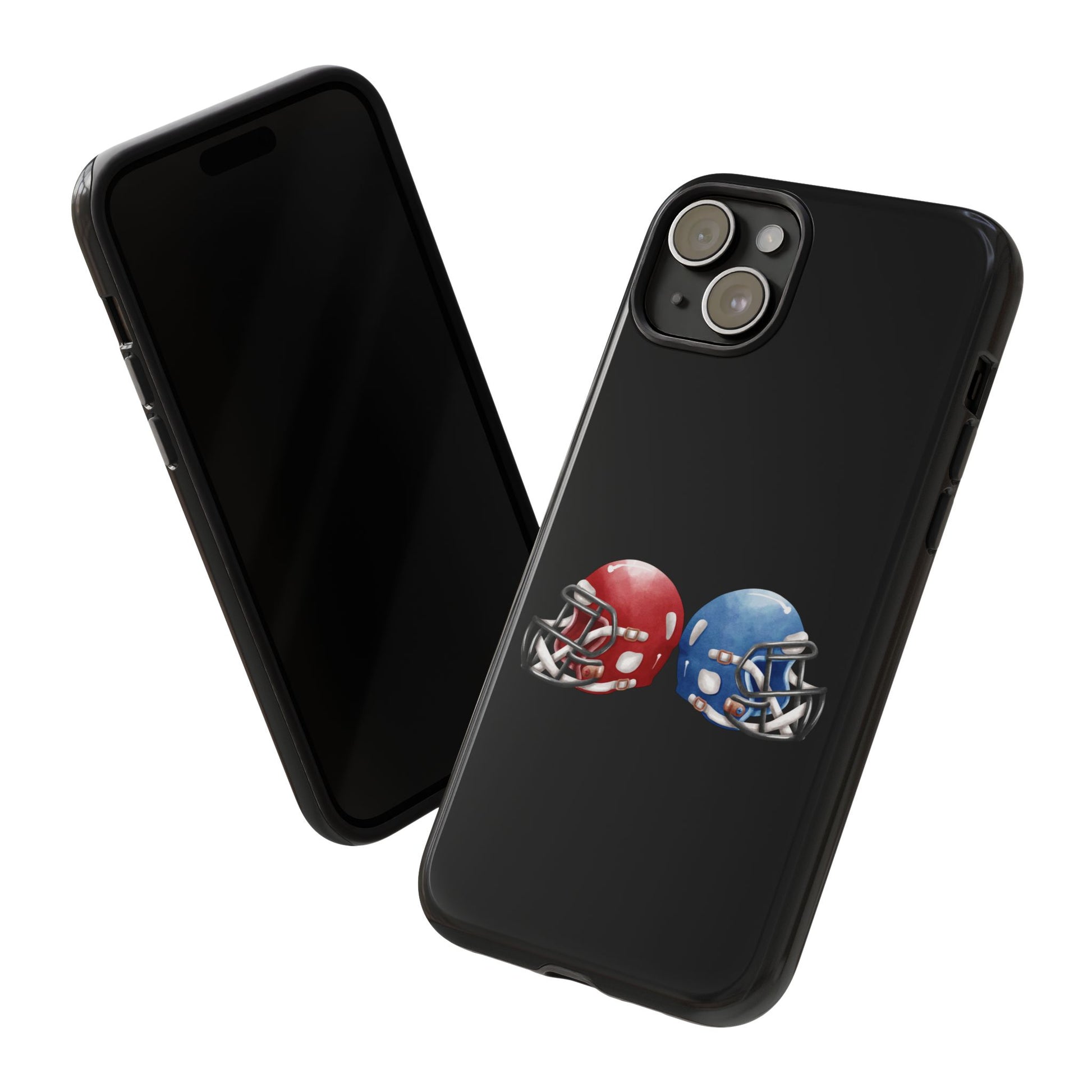Red and blue football helmet tough phone case for iPhone, protective Printify cover with detailed helmet design.