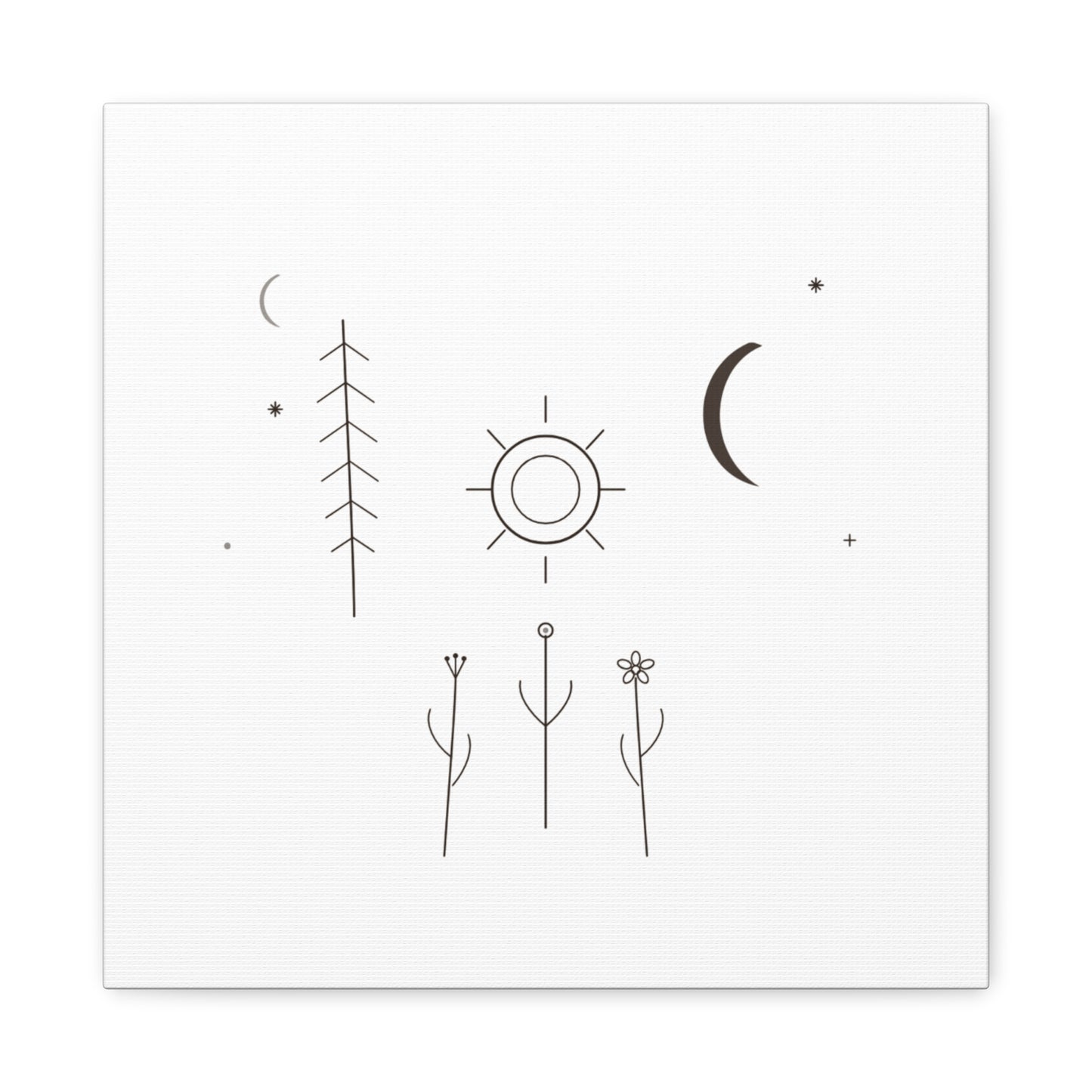 Minimal Sun Moon Botanical Canvas | Stretched Matte Wall Art
