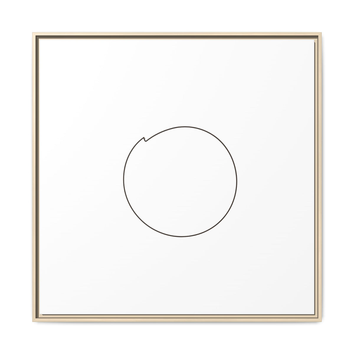 Framed matte canvas wall art featuring a minimal circular line design, showcasing modern abstract artwork by Printify.