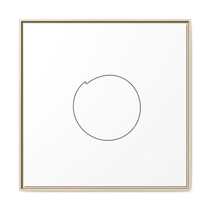 Framed matte canvas wall art featuring a minimal circular line design, showcasing modern abstract artwork by Printify.