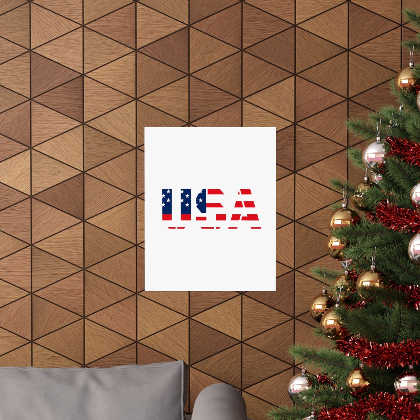 USA Patriotic Wall Art Poster, Red White Blue Home Decor, Fourth of July Decoration, American Flag Art, Independence Day Gift