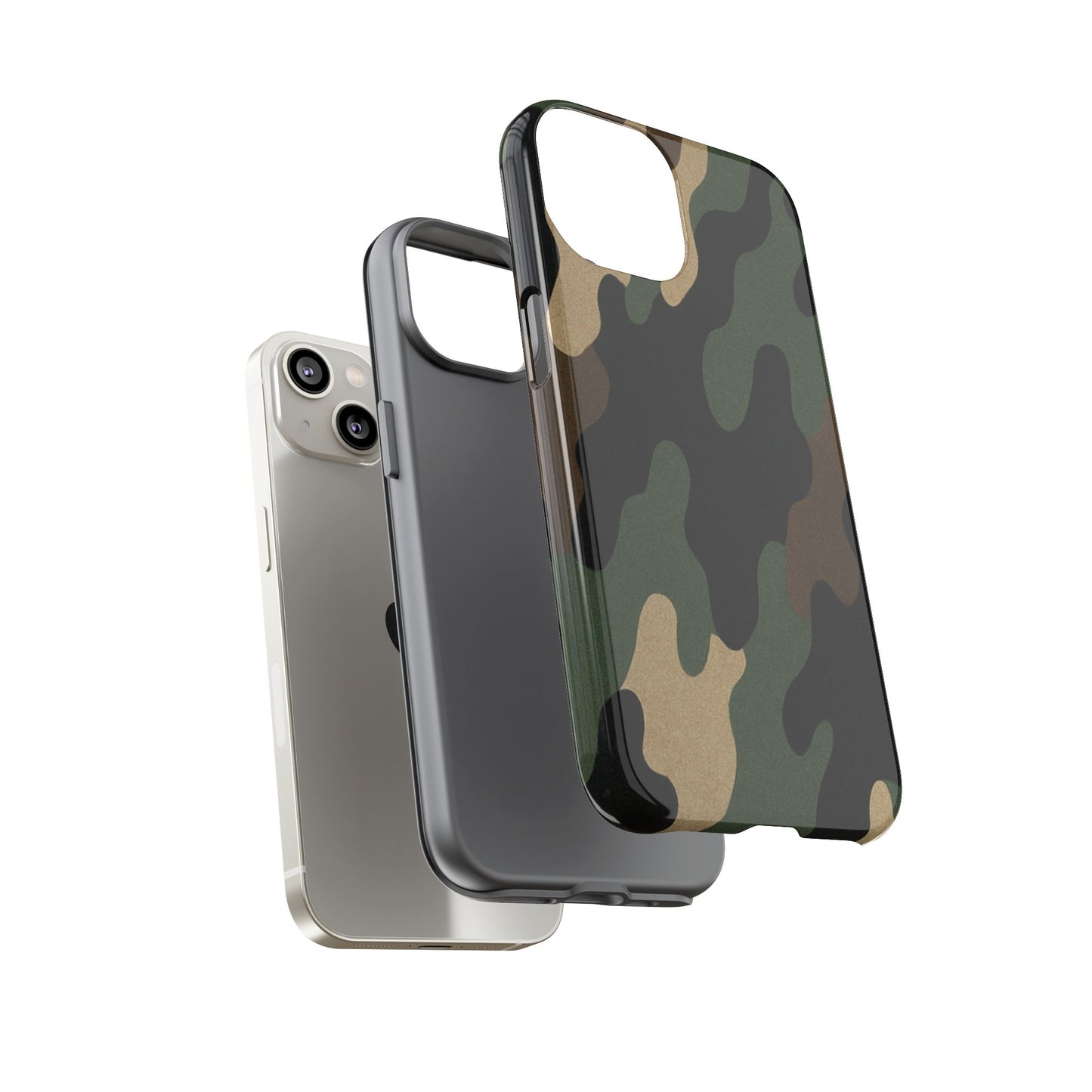 Military green camo tough phone case from Printify, rugged protective cover for smartphones with military-inspired design.
