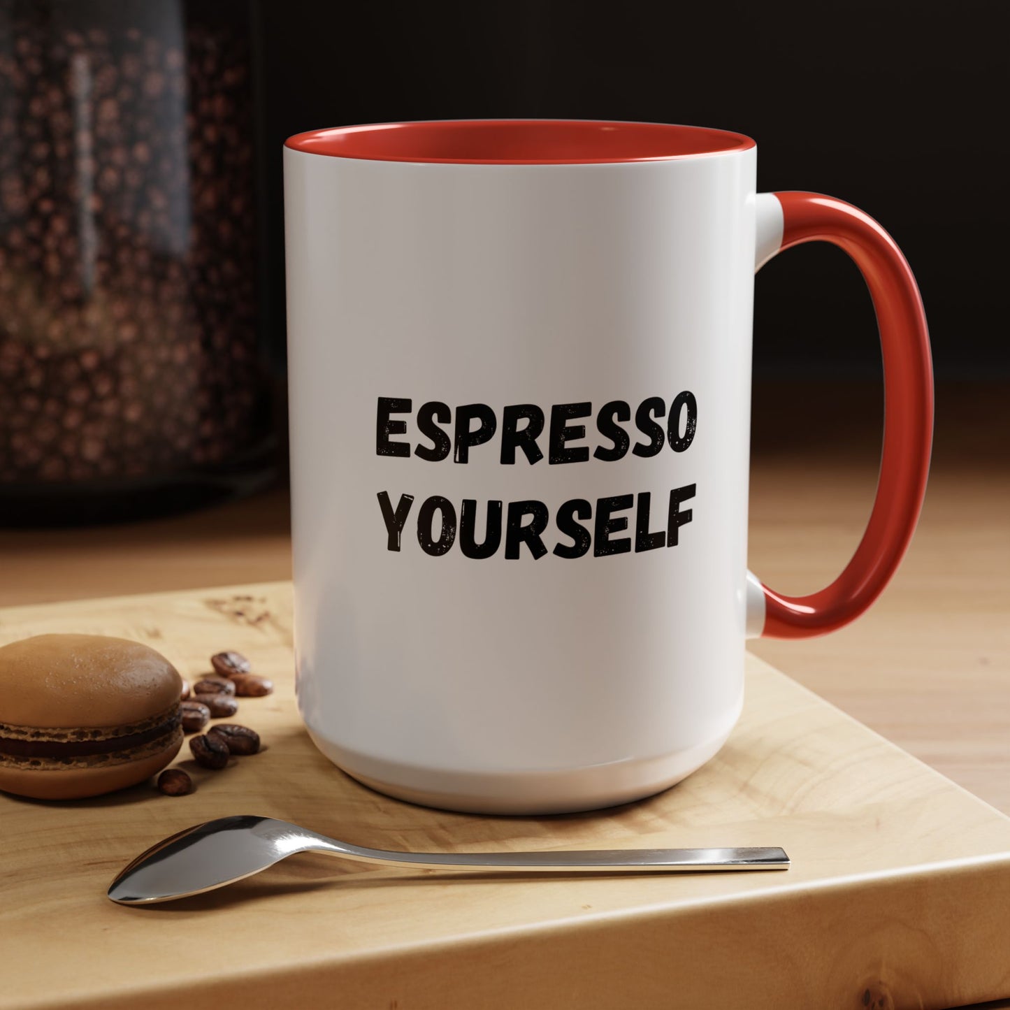 Espresso Yourself Coffee Mug - Fun Black Accented Mug for Coffee Lovers, Great Gift for Birthdays, Christmas, and Housewarming