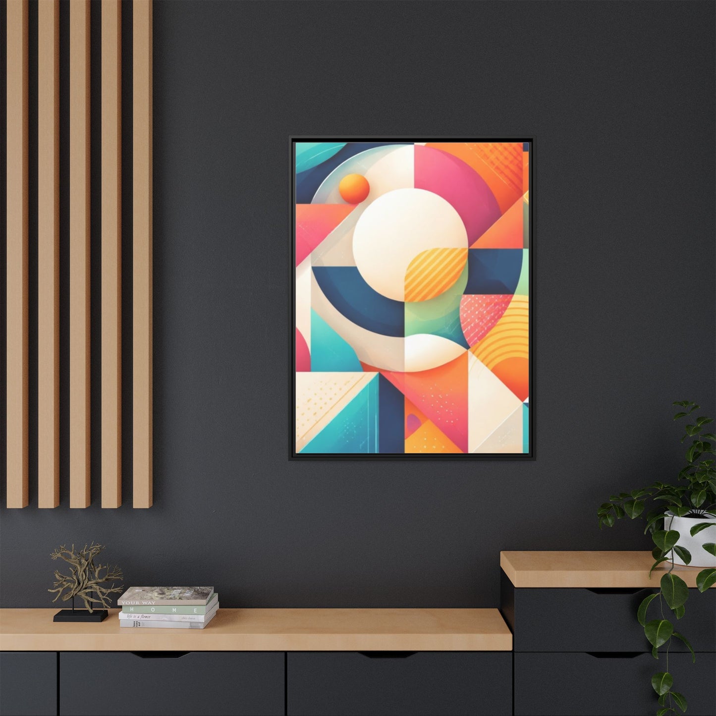 Colorful Geometric Abstract Art Matte Canvas Framed
