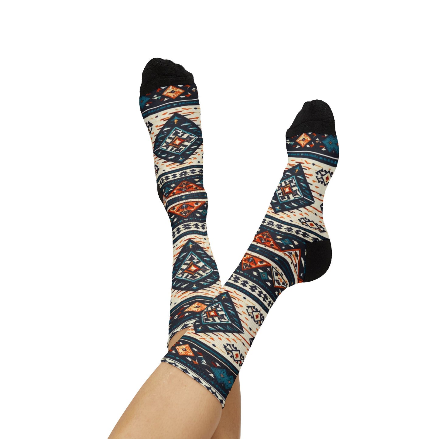 Southwestern Aztec Pattern Socks | Tribal Geometric Sublimation Socks