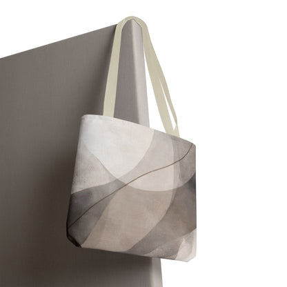 Neutral Abstract Watercolor Waves Tote Bag | All-Over Print