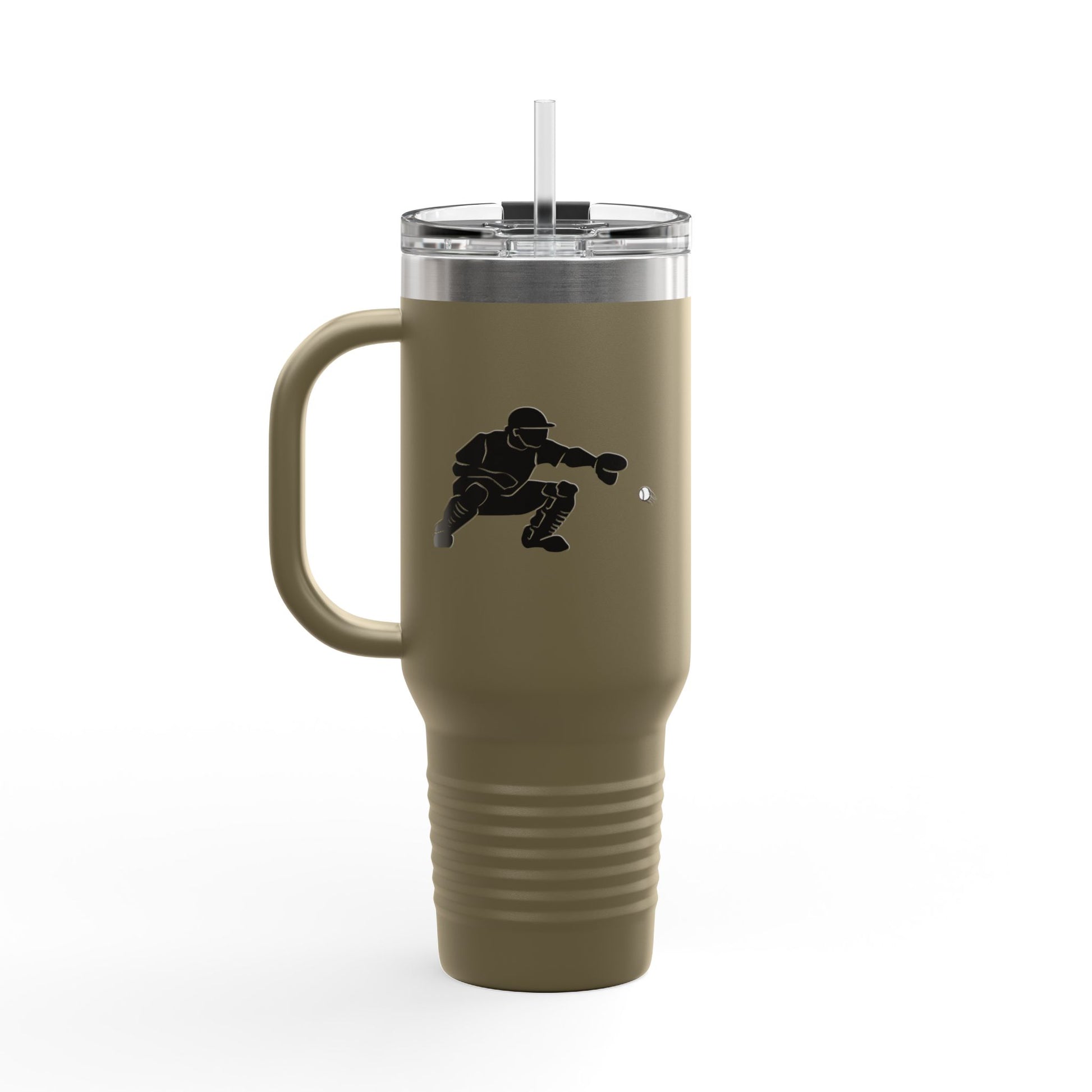 Insulated Travel Mug | Baseball Catcher Themed Travel Tumbler for Active Lifestyles, Coffee Mug, Road Trip Cup, Gym Hydration, Gift for Athletes - TRV