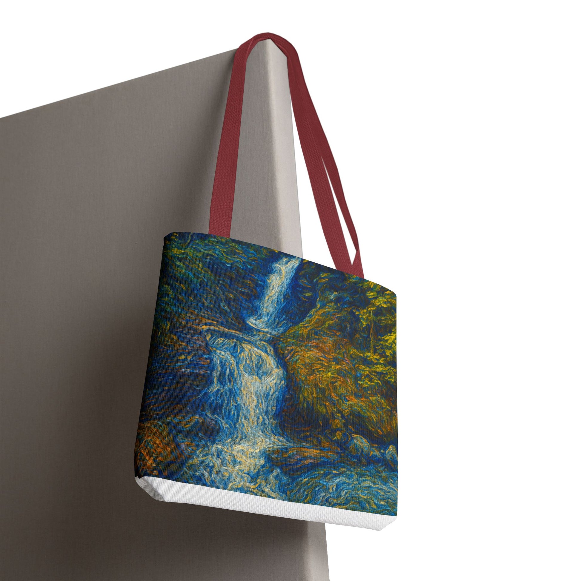 Nature-Inspired Tote Bag, Artistic Eco-Friendly Shopper, Waterfall Design, Reusable Market Bag, Gift for Nature Lovers - TRV