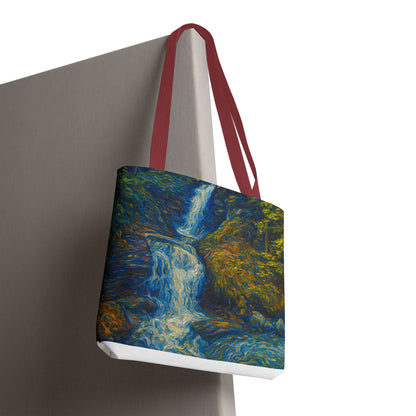 Nature-Inspired Tote Bag, Artistic Eco-Friendly Shopper, Waterfall Design, Reusable Market Bag, Gift for Nature Lovers - TRV
