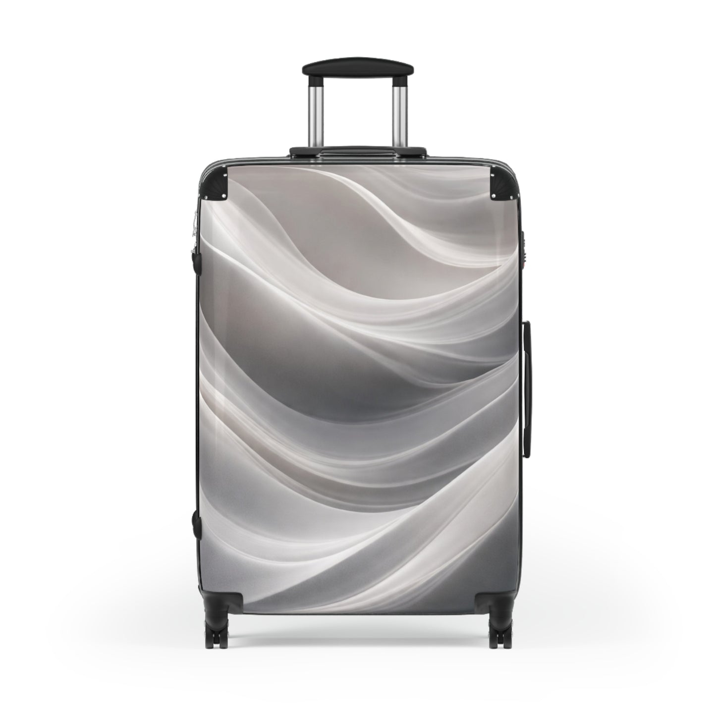 Abstract Silver Wave Suitcase | Hardshell Carry-On Luggage