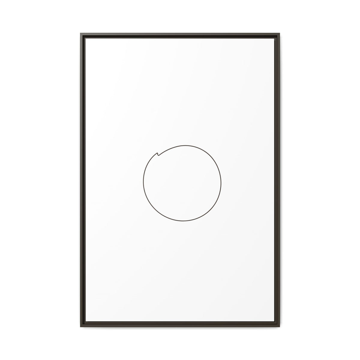 Framed matte canvas wall art featuring a minimal circular line design, by Printify, perfect for modern home decor.