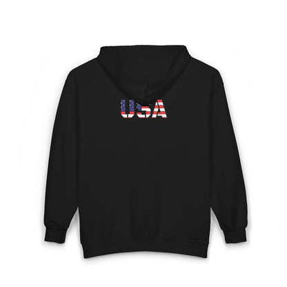 USA Flag Full Zip Hoodie - Unisex Sweatshirt for Independence Day, Patriotic Apparel, Casual Wear, Gifts for Veterans - TRV