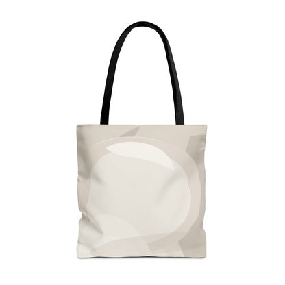 Neutral Abstract Circle Pattern Tote Bag | Minimal Beige AOP Canvas