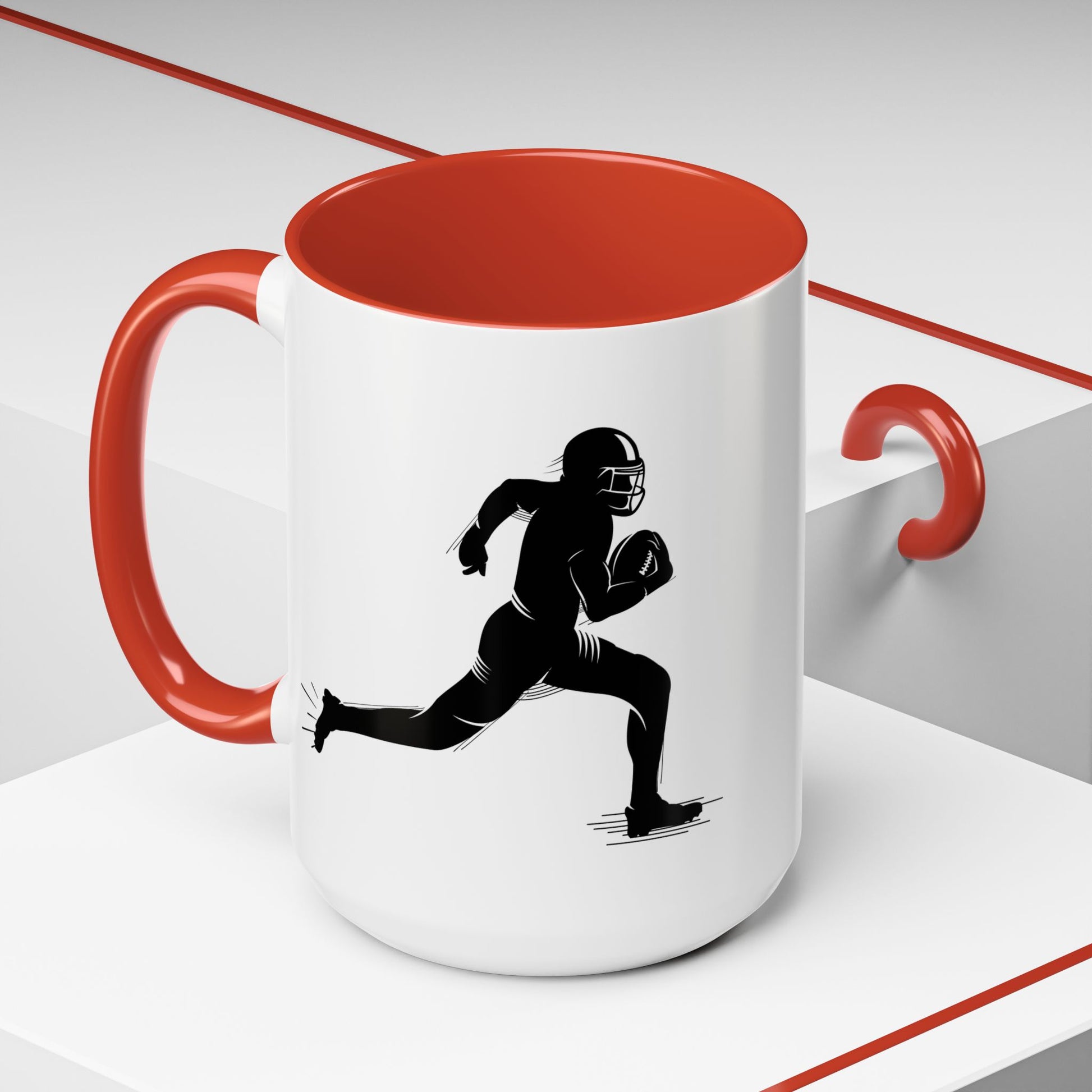 Football Player Themed Accent Coffee Mug, Sports Fan Gift, Unique Mug for Athletes, Coffee Lover, Game Day Essential - TRV