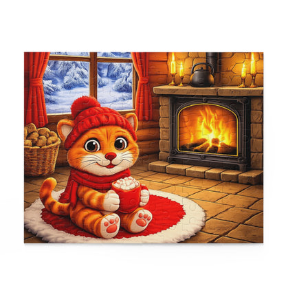 Cozy Cat by Fireplace Puzzle