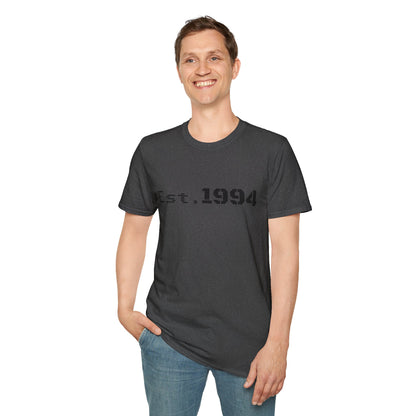 Vintage 1994 Est. graphic T-shirt by Printify featuring bold "Born 1994" text on soft cotton fabric.