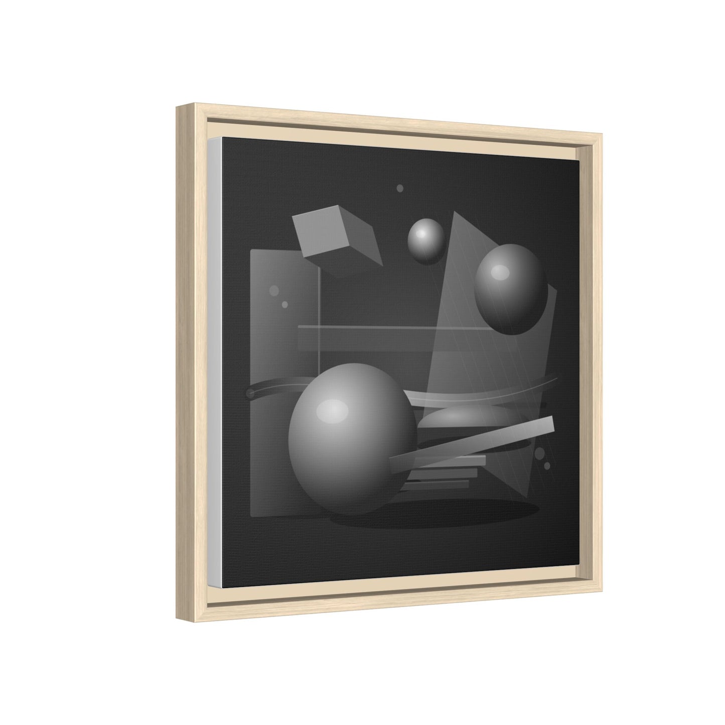 Monochrome Geometric Spheres Canvas Framed Wall Art | Matte Print