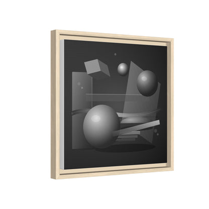Monochrome Geometric Spheres Canvas Framed Wall Art | Matte Print