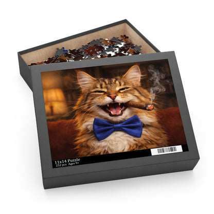 Laughing Cat with Cigar and Blue Bow Tie Puzzle