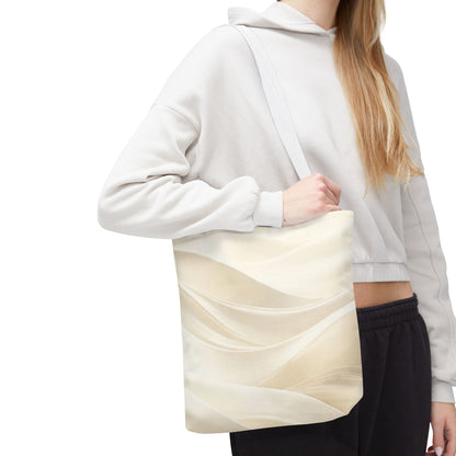 Cream Abstract Waves Tote Bag | Neutral Swirl Pattern