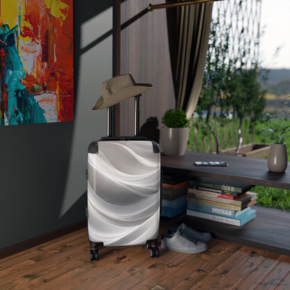 Abstract Silver Wave Suitcase | Hardshell Carry-On Luggage