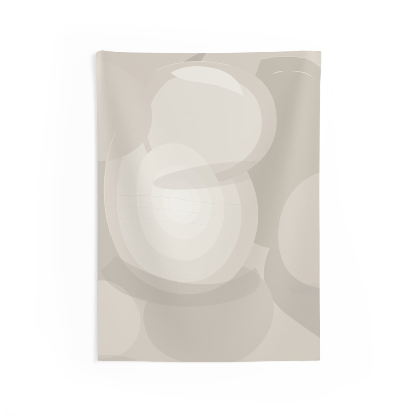 Neutral Abstract Circles Indoor Wall Tapestry | Minimalist Beige Geometric Art