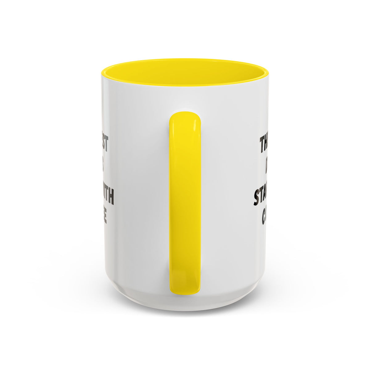Ceramic coffee mug with "The Best Days Start With Coffee" print, 11oz size, in white with black lettering.