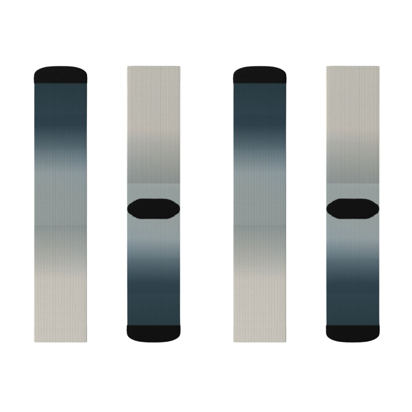 Blue Gray Ombre Sublimation Socks | Gradient Crew Socks