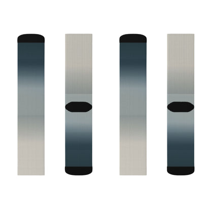 Blue Gray Ombre Sublimation Socks | Gradient Crew Socks