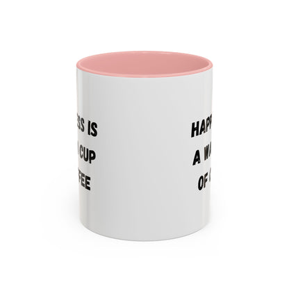 Coffee Mug — “Happiness Is A Warm Cup Of Coffee” Accent Ceramic Mug (11/15 oz)