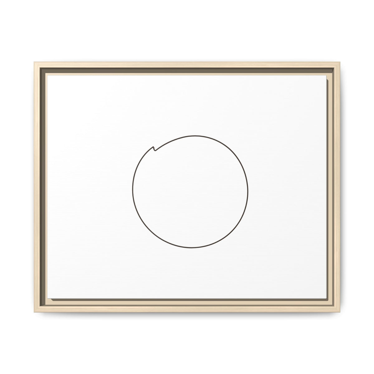 Framed matte canvas wall art featuring a minimal circular line design, by Printify, displayed on a modern wall.