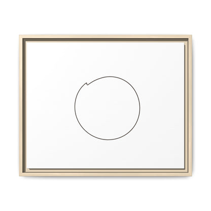 Framed matte canvas wall art featuring a minimal circular line design, by Printify, displayed on a modern wall.