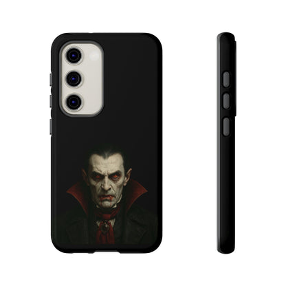 Gothic vampire portrait phone case for iPhone featuring a Dracula horror design, made by Printify.