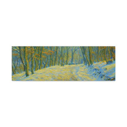 Winter landscape canvas wall art by Printify featuring a cozy nature scene, ideal for living room decor.