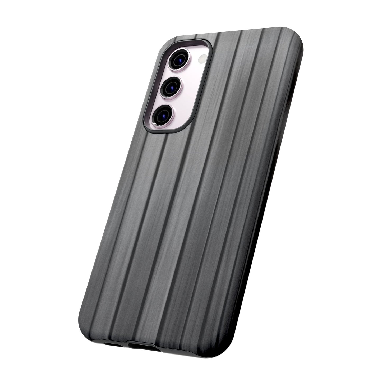 Ribbed metal texture iPhone case by Printify, tough protective phone cover with durable design and sleek metallic finish.
