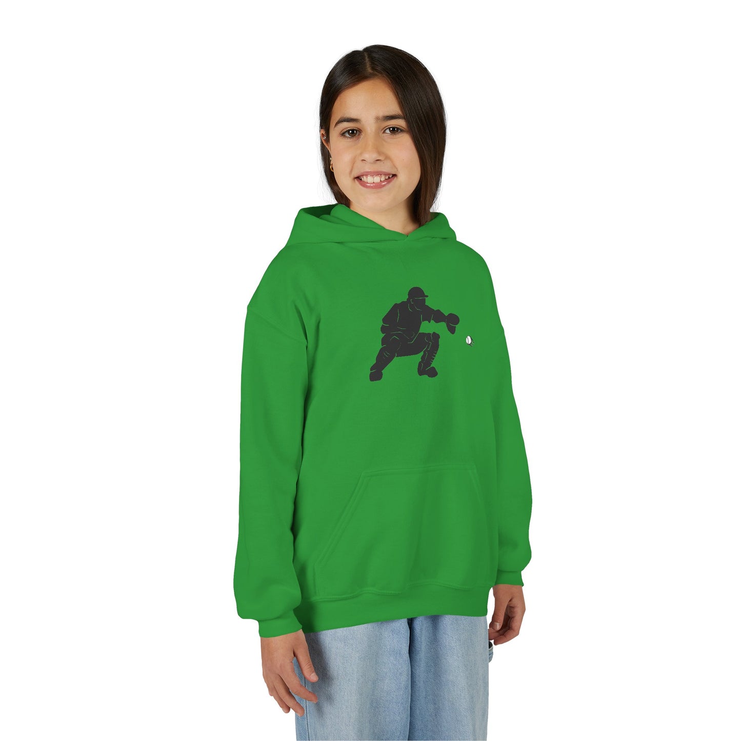 Youth Baseball Catcher Hoodie, Sporty Sweatshirt for Kids, Perfect Gift for Young Athletes, Team Spirit Gear, Sports Event Apparel