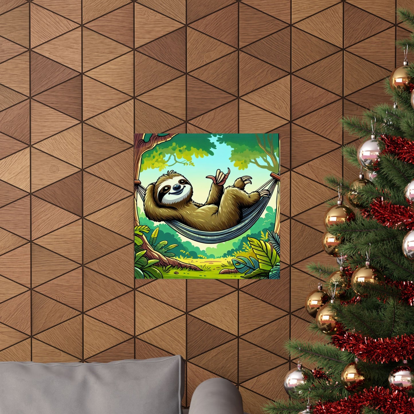 Sloth Hammock Matte Poster — Tropical Relaxation Wall Art
