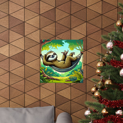 Sloth Hammock Matte Poster — Tropical Relaxation Wall Art