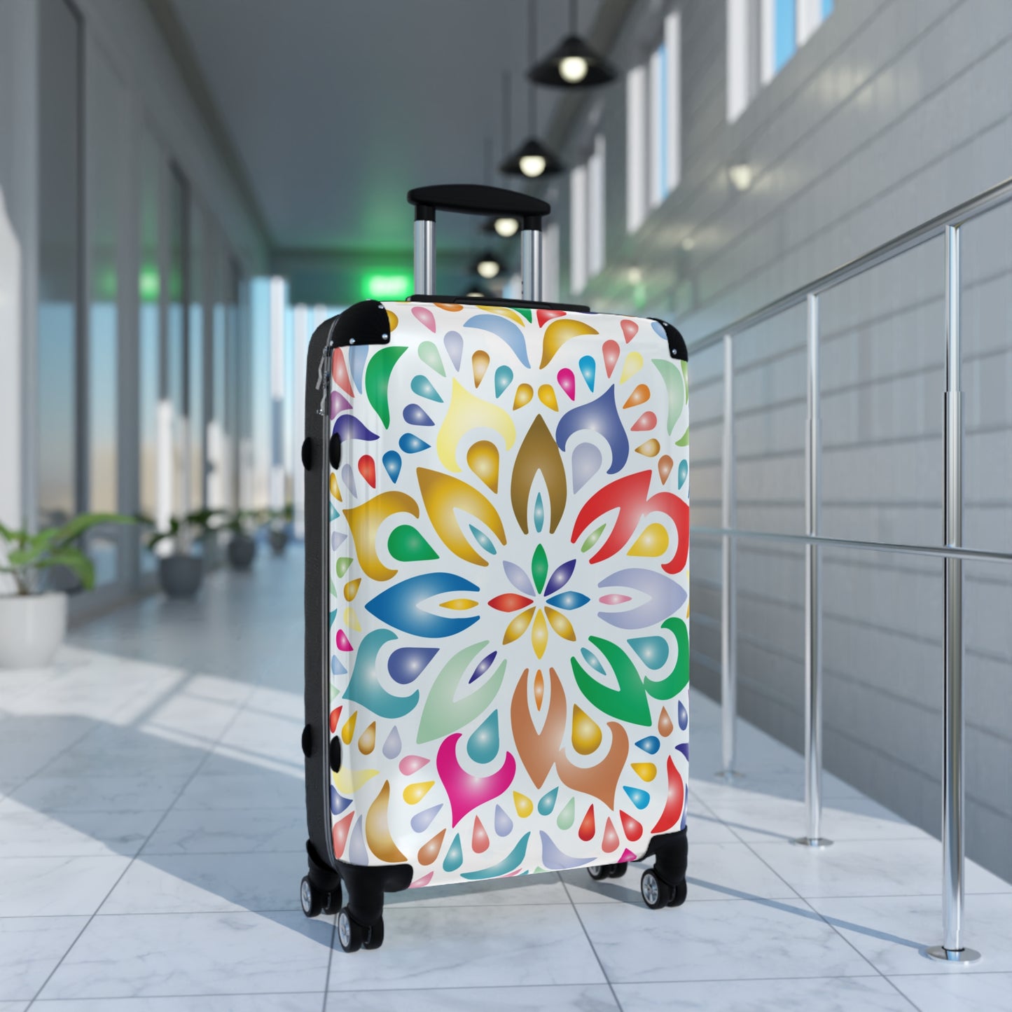 Colorful Mandala Carry-On Suitcase — Vibrant Floral Travel Luggage