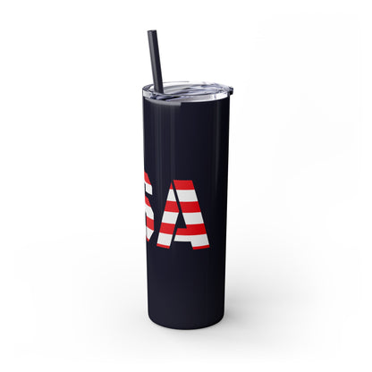 Skinny Tumbler — USA Flag 20oz Straw Tumbler (Patriotic Travel Cup)