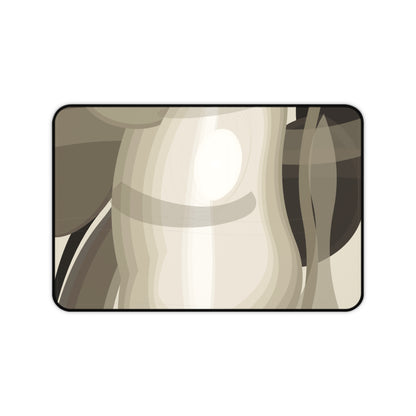 Abstract Neutral Waves Desk Mat | Modern Beige Brown Mousepad Surface