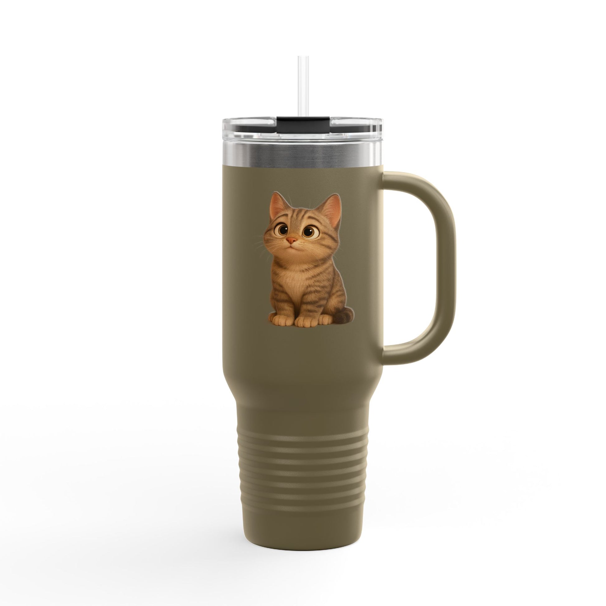 Cute Cat Insulated Travel Mug, Perfect for Pet Lovers, 40oz Coffee Cup, Travel Tumbler, Gift for Cat Lovers, Customizable Mug - TRV