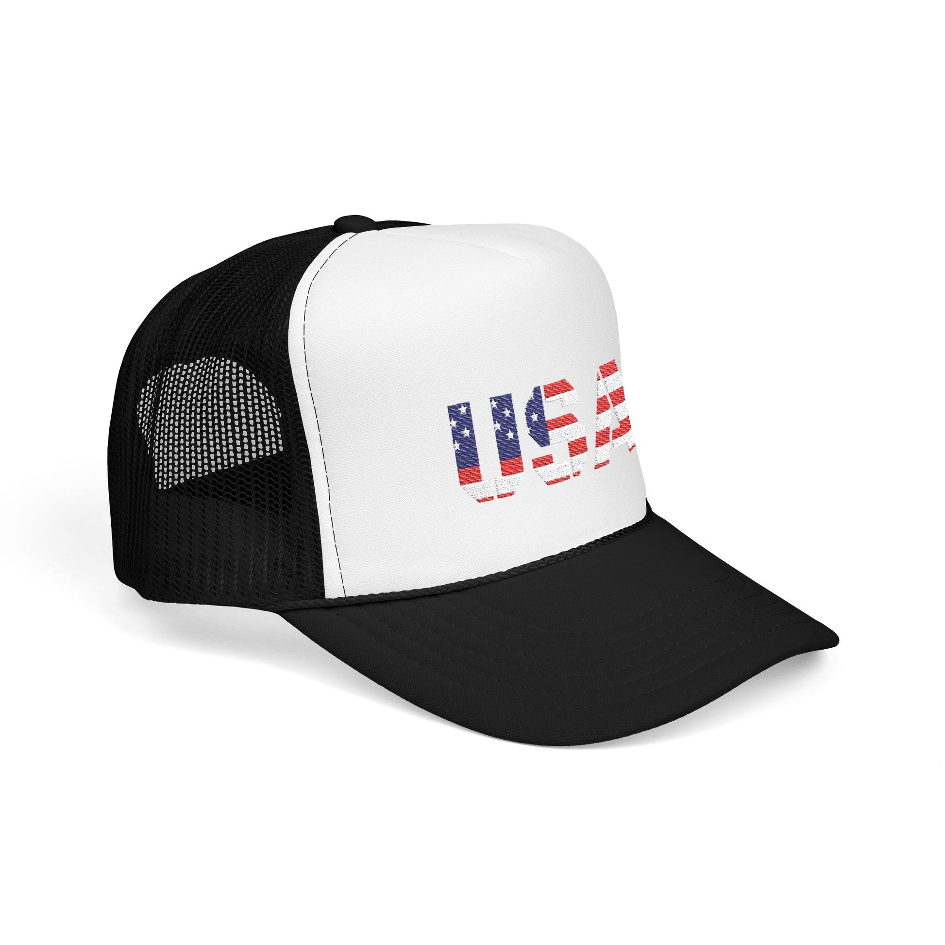 USA Flag Embroidered Foam Trucker Hat, Patriotic Cap, Red Mesh Hat, Summer Outdoor Gear, Festival Accessory, July 4th Gift - TRV