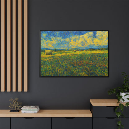 Framed landscape matte canvas print with vibrant multi-color scene, showcasing colorful natural scenery on high-quality canvas.